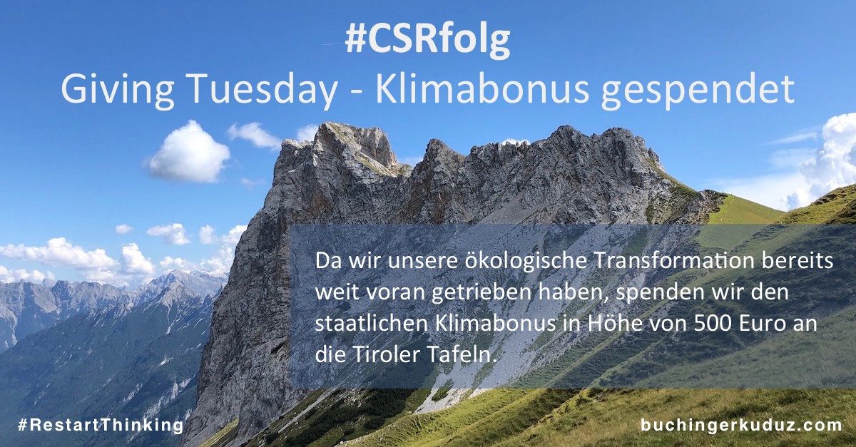 #CSRfolg: Giving Tuesday – Klimabonus gespendet